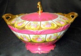 Large Lidded Kuba Courting Couples Porcelain Bowl