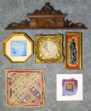 Grouping of Artworks and Wooden Accent Topper