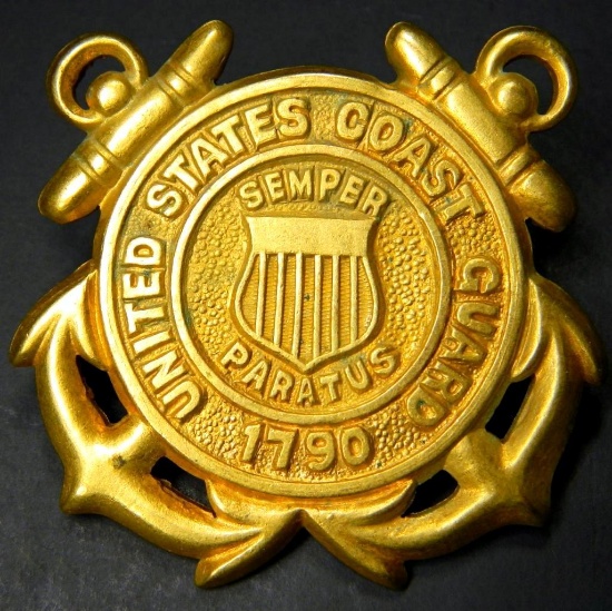 US WWII Coast Guard Officers Visor Cap Badge