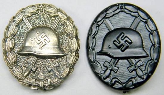 WWII Silver Spanish Condor Legion Wound Badge and Black Wound Badge