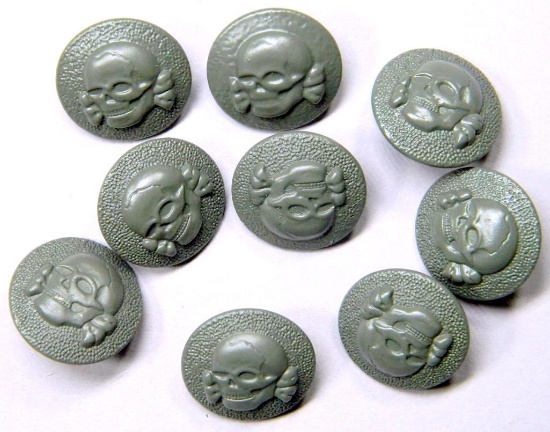 (9) German WWII Waffen SS Totenkopf Uniform Skull Buttons