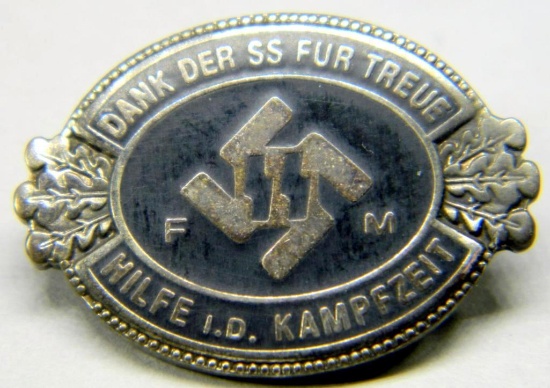 WWII Waffen SS FM Donation Membership Lapel Badge