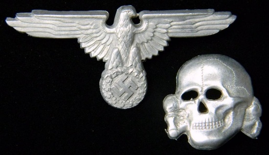 WWII Waffen SS Officers Visor Cap Eagle & Skull
