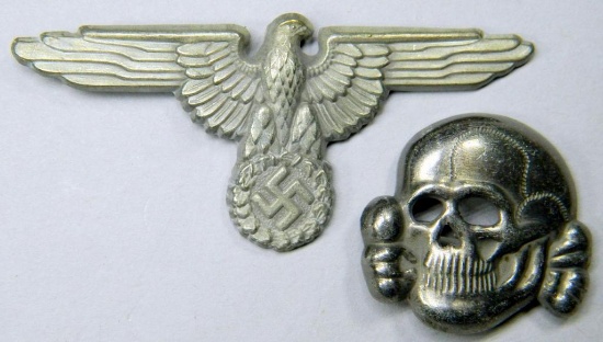 WWII Waffen SS Officers Visor Cap Eagle & Skull