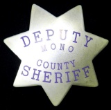 Obsolete Mono County California Deputy Sheriff Police Law Badge