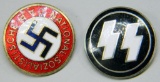 (2) German WWII Waffen SS & National Sozialistische DAP Party Pins