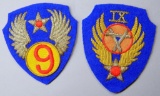 (2) USAAF WWII 9th Army Air Force Bullion Shoulder Patches