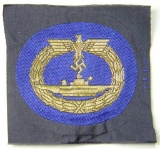 WWII Naval Kriegsmarine U-Boat Submarine Wire Badge