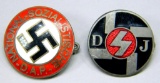WWII Deutsches Jugend DJ & NSDAP Lapel Party Pins