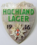 WW II 1936 Silver Hitler Youth HJ Hochland Lager Alpine Badge