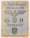 German WWII Allgemeine SS Hongarije Soldier ID Booklet