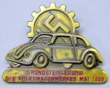 German WWII 1938 Volkswagen VW Ground Breaking Plant Badge