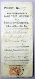 1871 Mountour Co., PA Horse Thief Detecting and Insurance Co. Policy