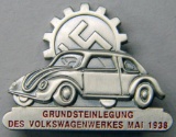 WWII 1938 Volkswagen VW Ground Breaking Plant Badge