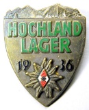 German WWII 1936 Bronze Hitler Youth HJ Hochland Lager Alpine Badge