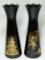 Pair of Asian Black Glass Vases