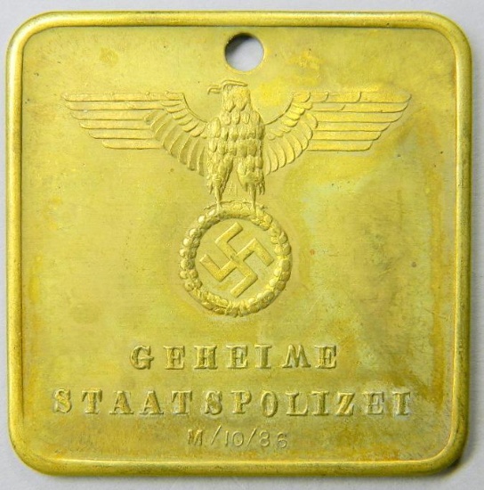 German WW2 Geheime Staatspolizei Criminal Identification Disc