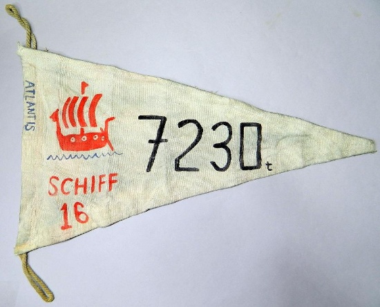 Naval Kriegsmarine E Boat Atlantis Schiff 16 Ship Tonnage Kill Flag, German WWII