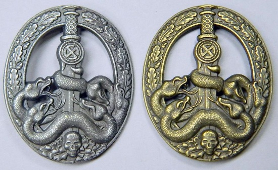 Pair of German WWII Army Bronze Anti Partisan Badge