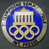 1936 Berlin Summer Olympics International Press Badge, German WWII