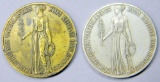 Two (2) Bronze 1936 Berlin Olympics Goddess Table Medals, German WWII