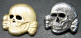 Two (2) Waffen SS Officers Visor Cap Skulls