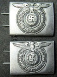 Waffen SS Enlisted Mans and Waffen SS Schutz Staffel EM Combat Belt Buckle, German WWII