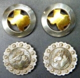 Pair of Texas Western Spur and Bridal Horse Head Conchos