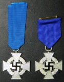 Two (2) German WWII NSDAP 25-Year Faithful Service Crosses