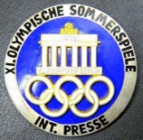 1936 Berlin Summer Olympics International Press Badge, German WWII