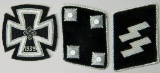 Silver Bullion 1st Class Iron Cross and...Waffen SS Officers Collar Tabs