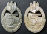 Two (2) German WWII Army Wehrmacht Silver Tank Assault Badges