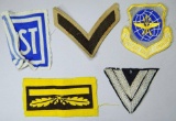 Grouping of Five Various Military Patches, Badges and Rank