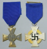 Army Wehrmacht 25-Year Long Service Decoration and NSDAP 50-Year Faithful Service Cross,...German WW