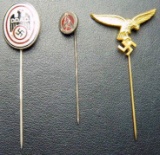 Auto Club DDAC Enamel Stick Pin and SA Sturm Abteilung...and Luftwaffe Generals Lapel Stick Pins, WW