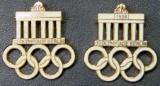 Two (2) German WWII 1936 Berlin Olympics Brandenburg Gate Badge