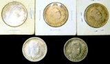 Five (5) 1946 Booker T. Washington Half Dollar Commemorative Silver Coins