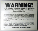 Pennsylvania Coal Mining Warning Sign