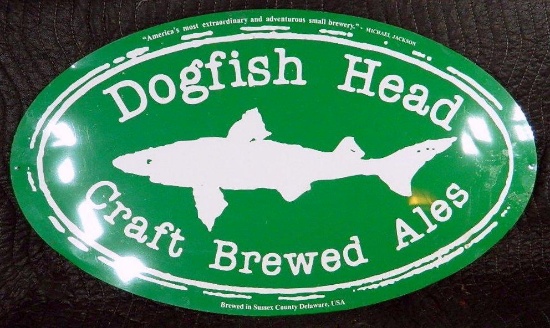 Two Metal Beer Signs, Dogfish Head and Keystone Light