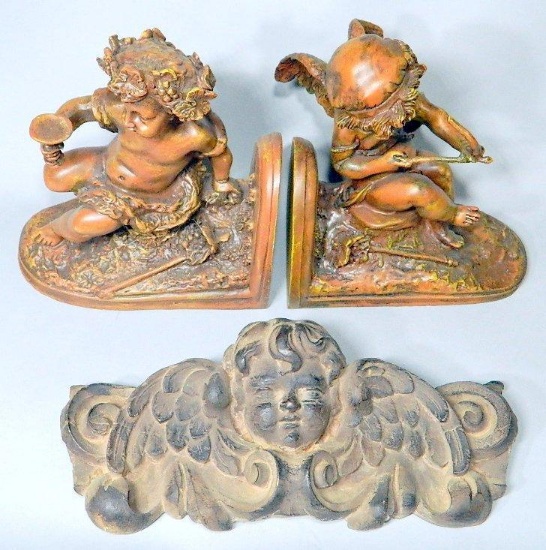 Cherub Bookends and Angel Decor Grouping