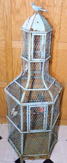 Vintage Birdcage with Early Faux Birds