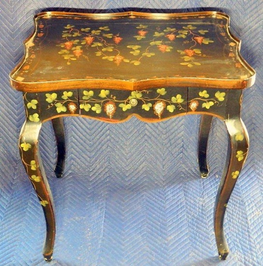 Older Stenciled Side Table with Drawer