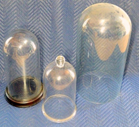 Grouping of Three (3) Older Glass Display Domes/Bell Jars