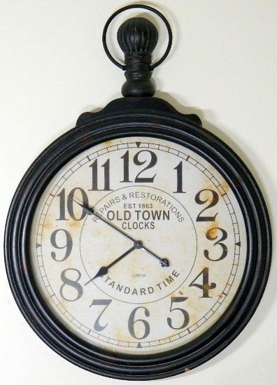 Grouping of Two Contemporary Black Wall Clocks