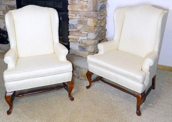 Pair of Ivory Upholstered Armchairs