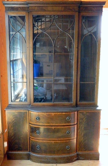 Glass Front Stepback Cabinet