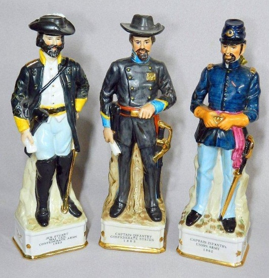 Grouping of Three (3) Civil War Military Historical Figure Decanters