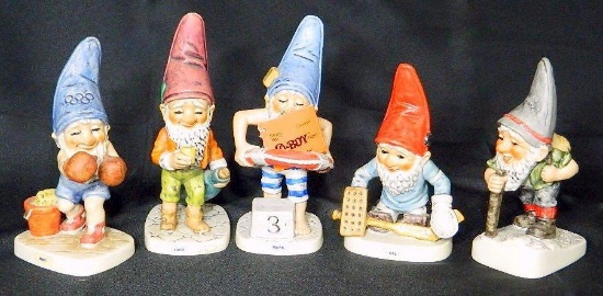 Grouping of Five (5) Goebel Co-Boys Gnomes