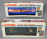 Lionel Famous Name Collectors Series B & O and Jersey Central Box Cars