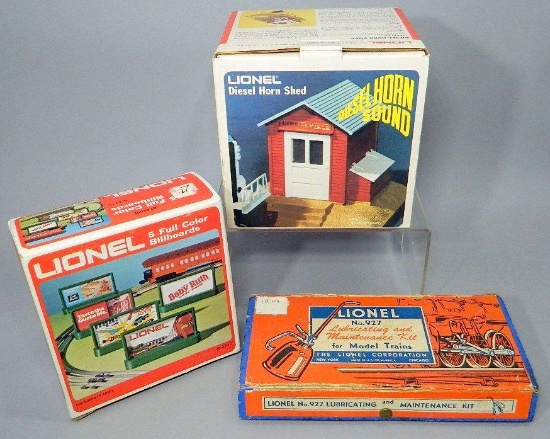 Lionel Accessories: Diesel Horn Shed, Lubricating and Maintenance Kit, Five Full Color Billboards